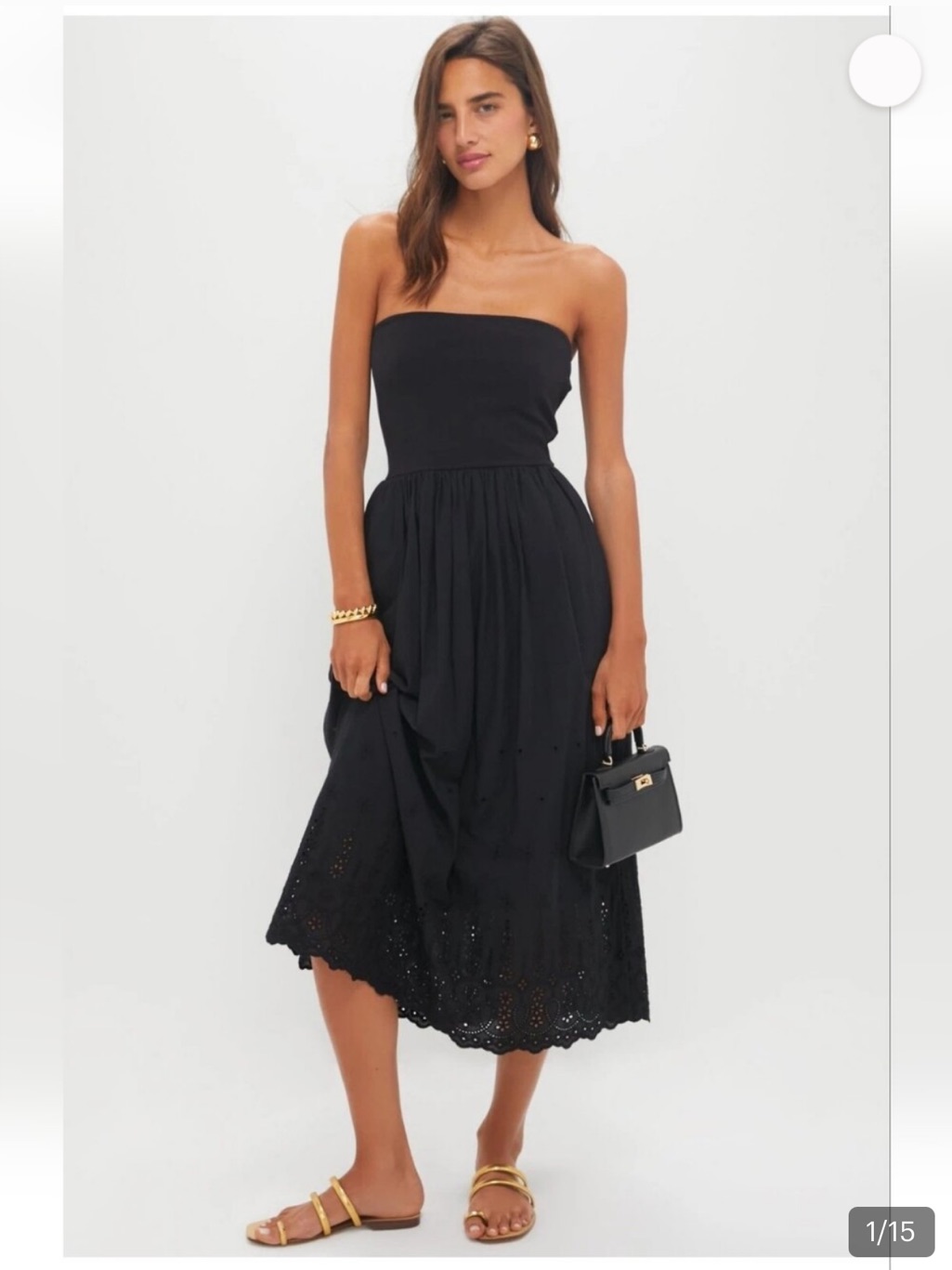 Tuckernuck Black Strapless Eyelet Midi Dress